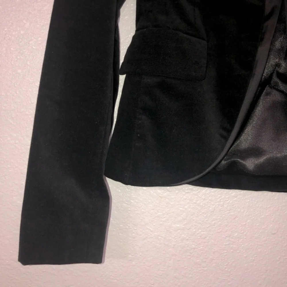 Rachel Roy black slim fit velvet luxe elegant blazer with satin lapel size 0 new